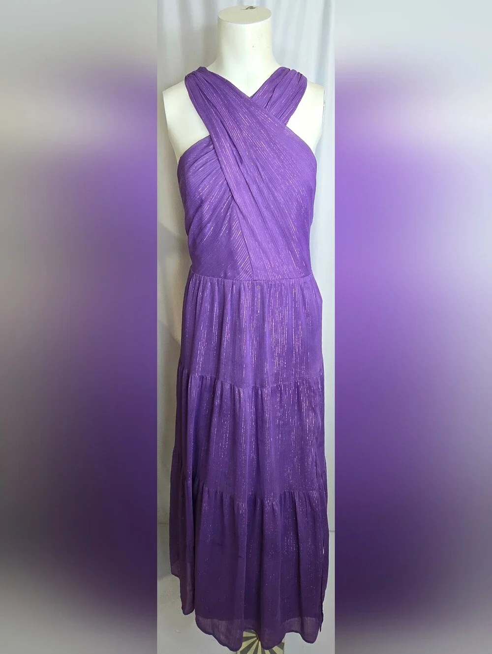 Nicole Miller New York Dresses | Nicole Miller Ny Purple Metallic Wedding Guest Dress With Pockets Sz 16 Nwot | Color: Purple/Silver | Size: 16 | Nicole Miller New York Dresses | Nicole Miller Ny Purple Metallic Wedding Guest Dress With Pockets Sz 16 Nwot | Color: Purple/Silver | Size: 16 |